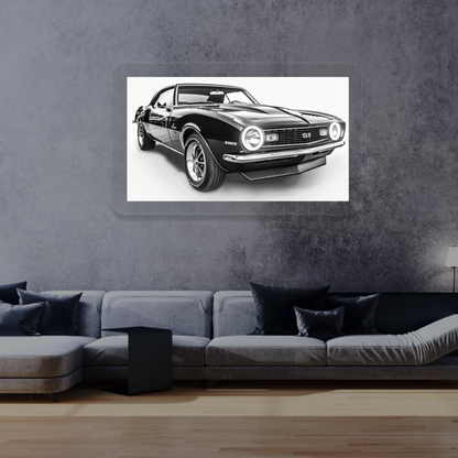 Camaro SS Neon Artwork | White