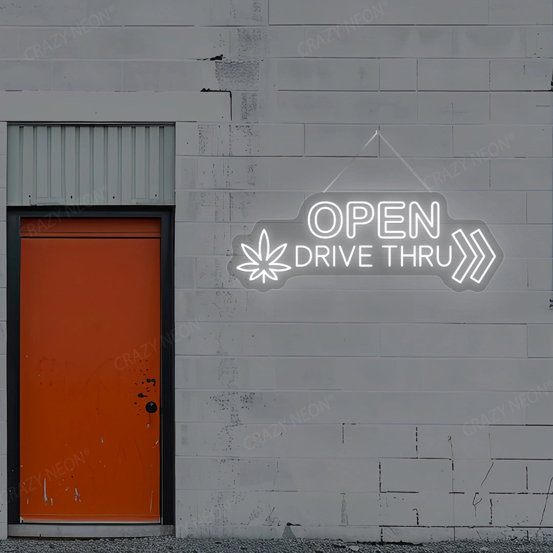 Open Drive Thru Sign | white