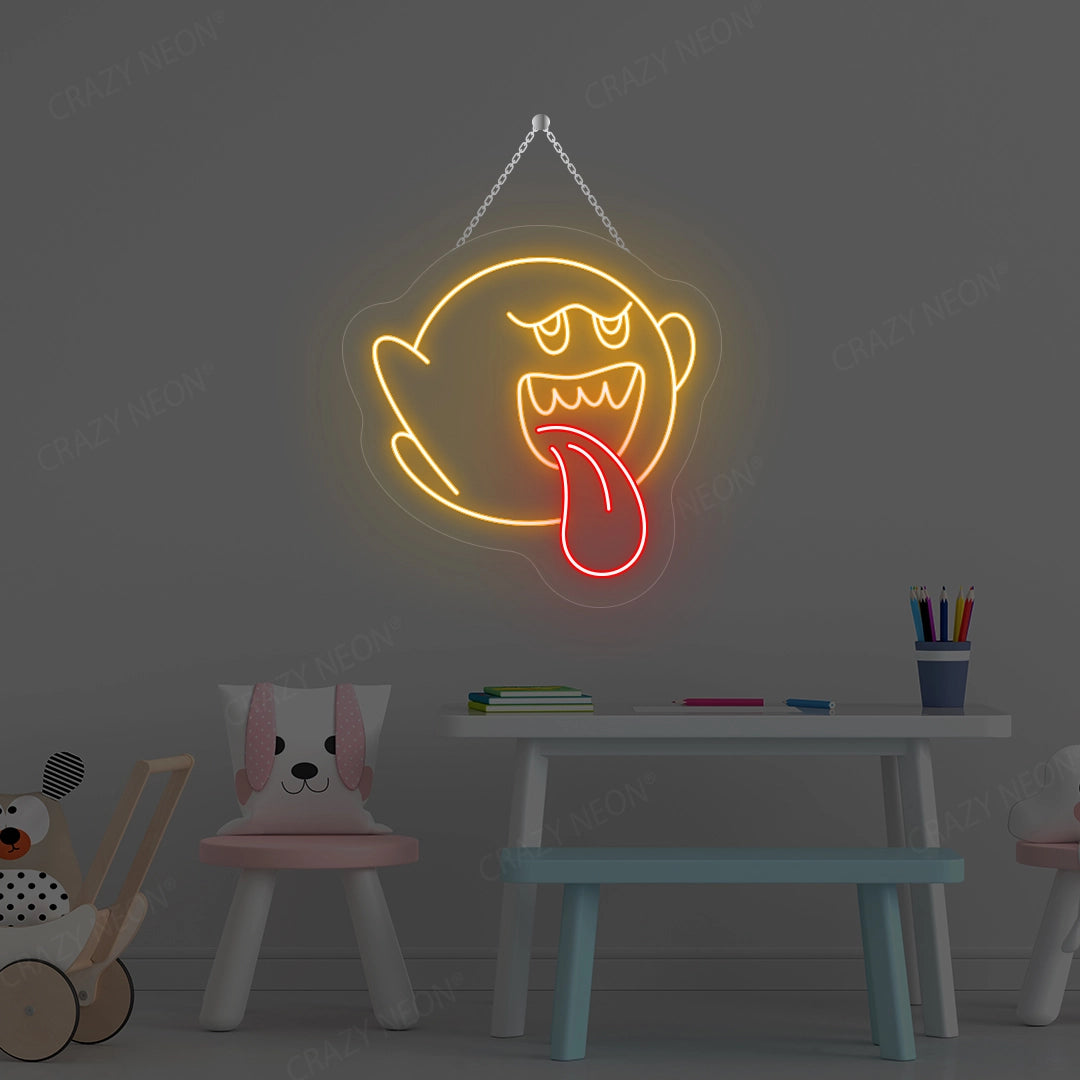 Cute Ghost Neon Sign | Orange