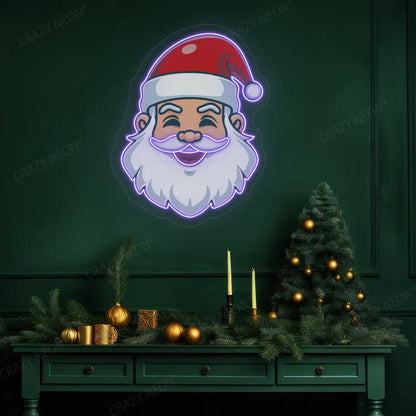 Santa Head Neon Artwork | Purple