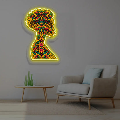 Vivid Diva Neon Artwork in yellow color