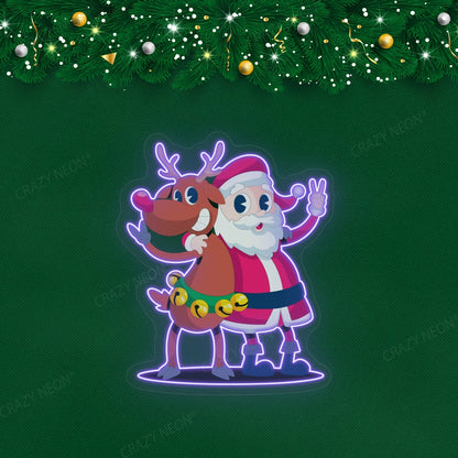 Santa and Rudolph Neon sign