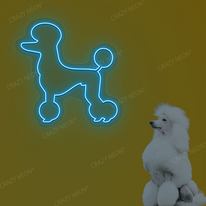 White Poodle Dog Neon Sign | Iceblue