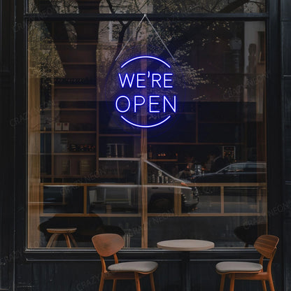 We're Open Neon Sign