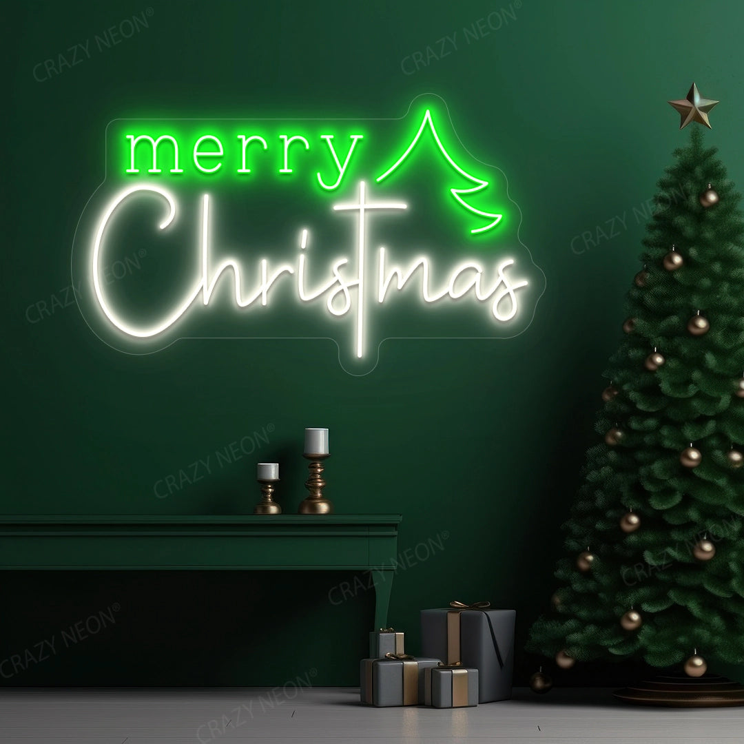 Christmas Wishes & Trees Neon Sign | Warm White 