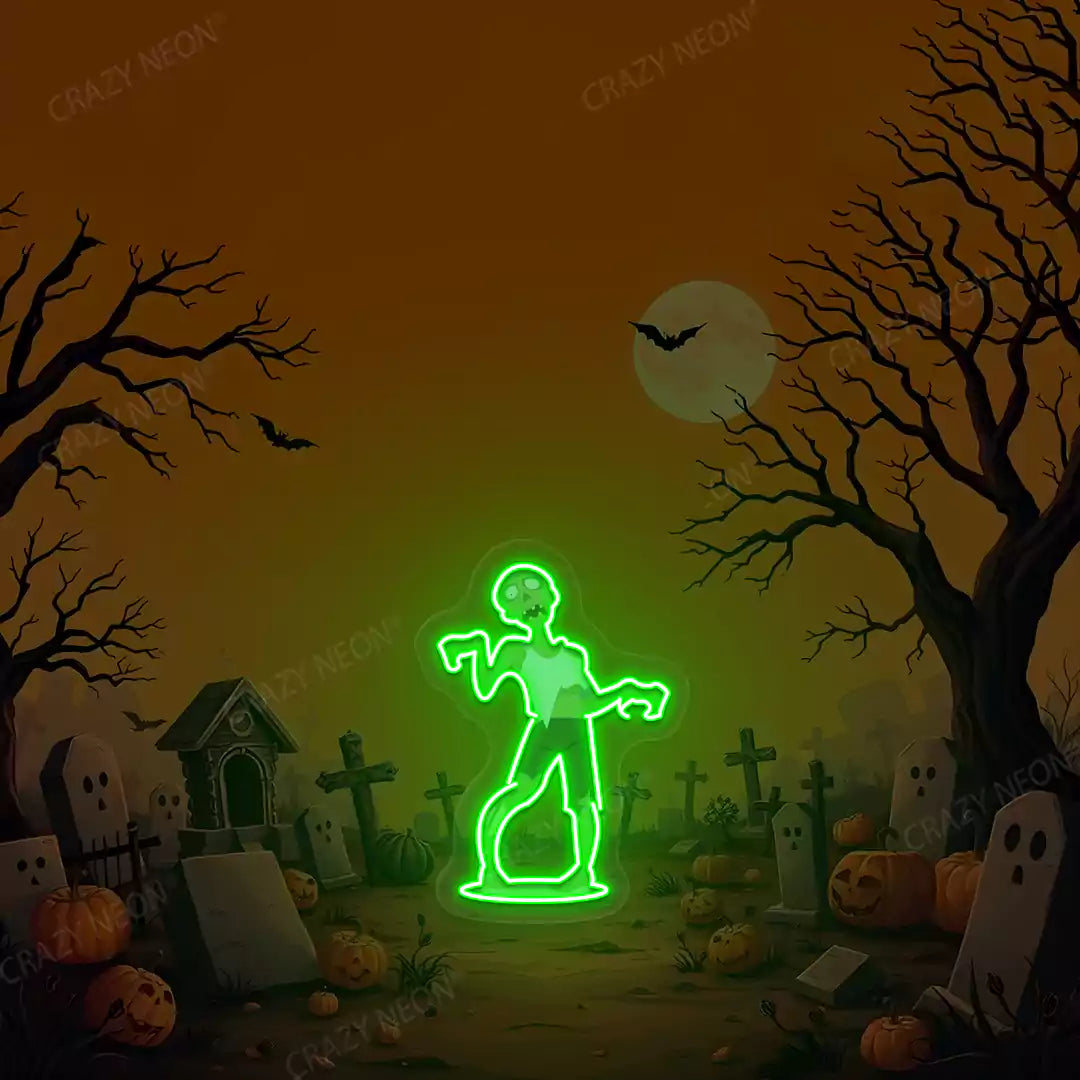Cemetery Zombie Neon Artwork | Green