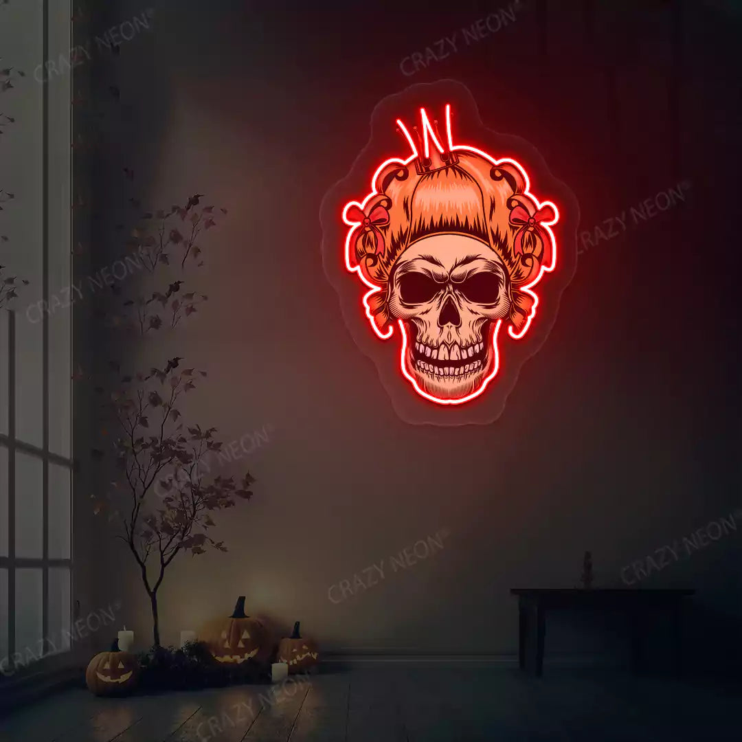 Princess skull Neon Artwork | Red
