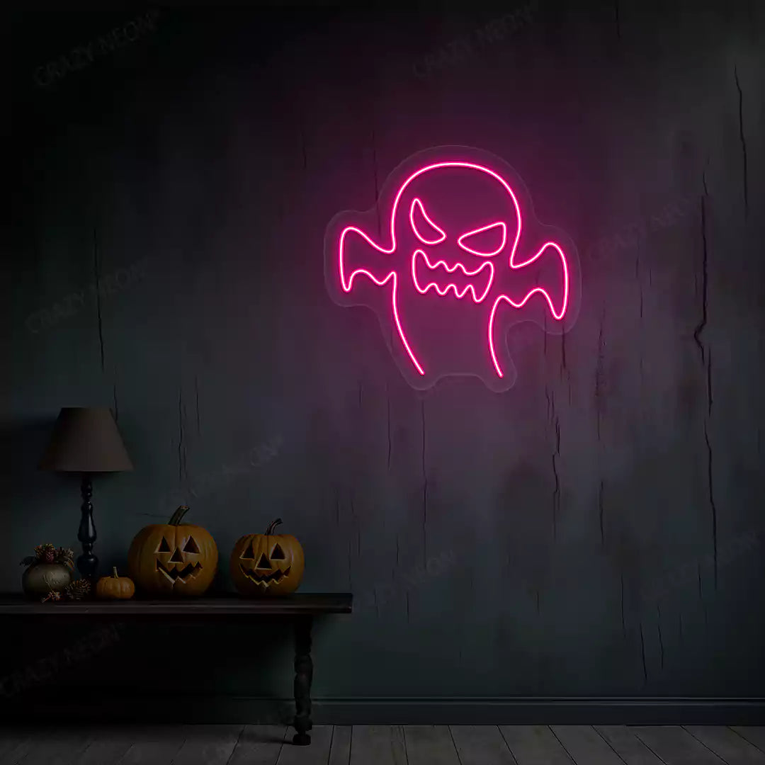 Evil Ghost Neon Sign | Pink