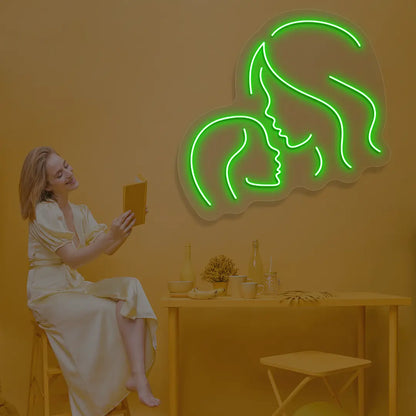 Mama & Me Neon Sign in Green color
