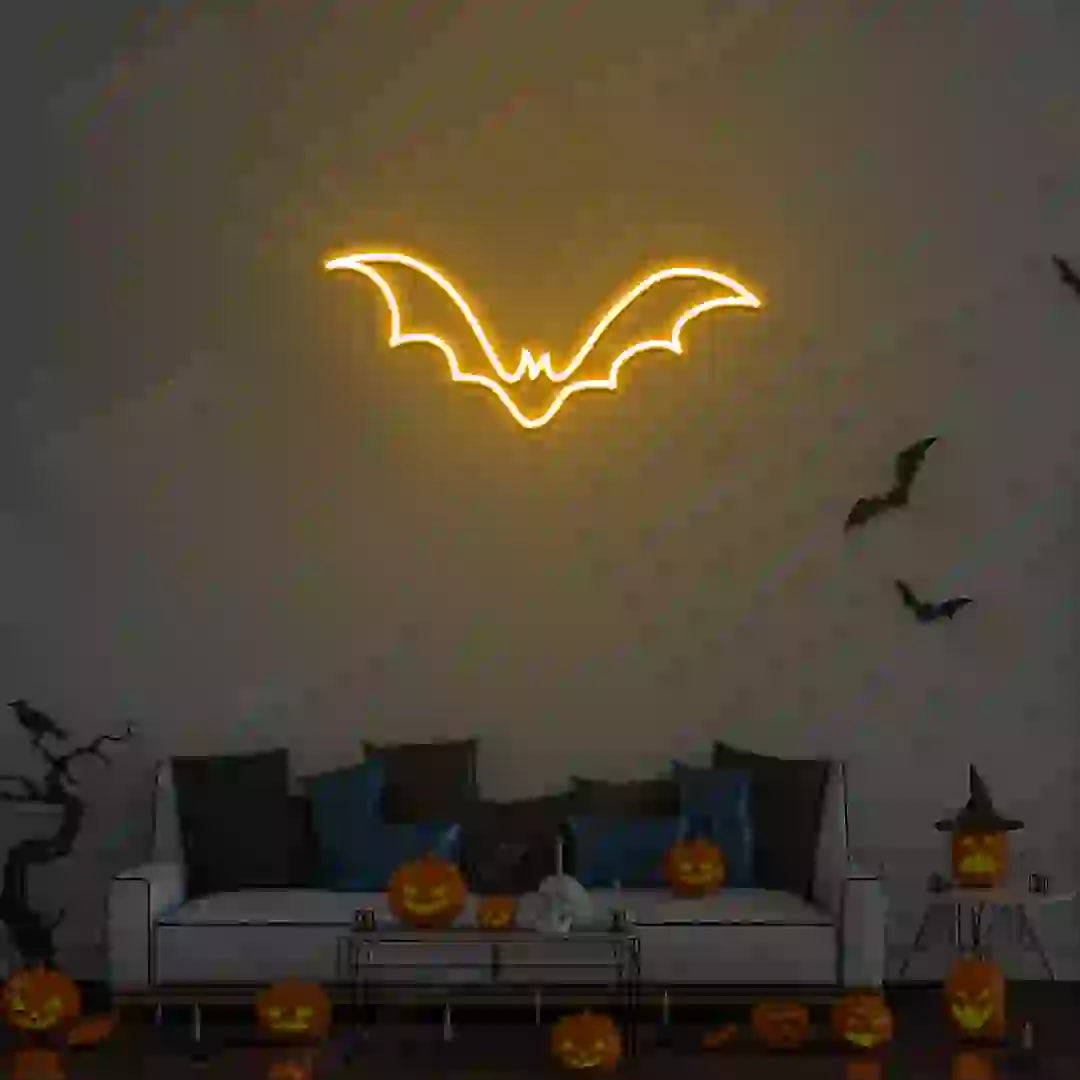 Winged Bat Neon Sign | Orange