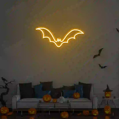 Winged Bat Neon Sign | Orange