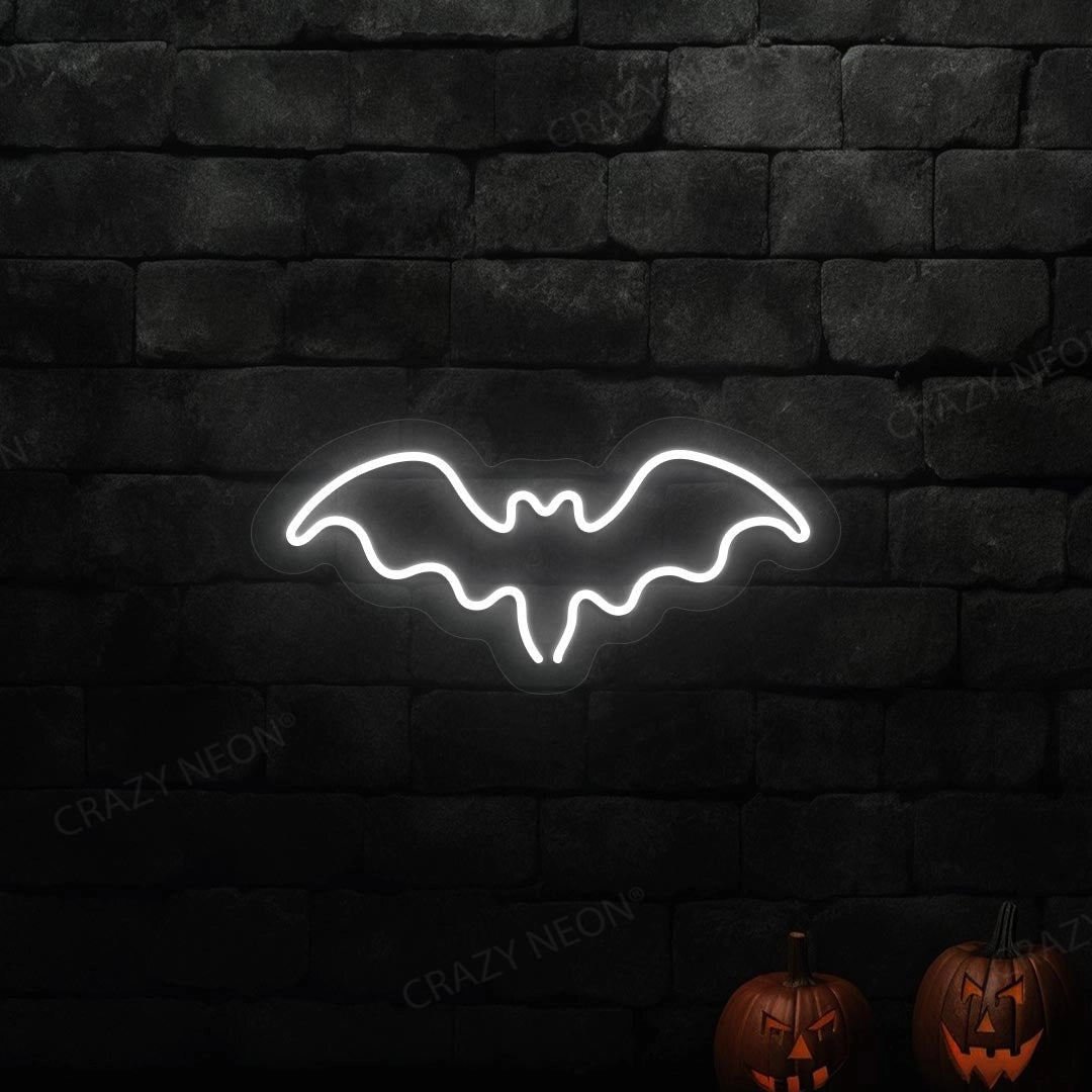 Halloween Bat Neon Sign | White 