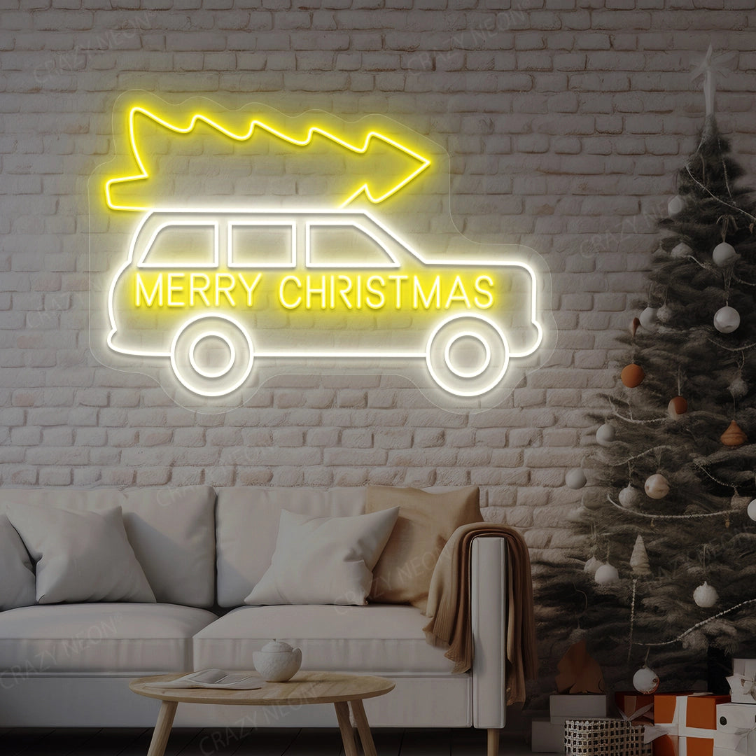 Merry Christmas Truck Neon Sign | Yellow 