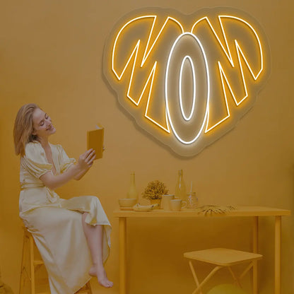 Forever Mom Heart Neon Sign in Orange color