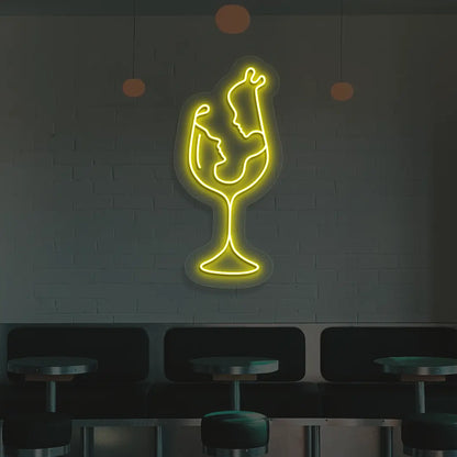 Sips & Soulmates Neon Sign in Yellow color