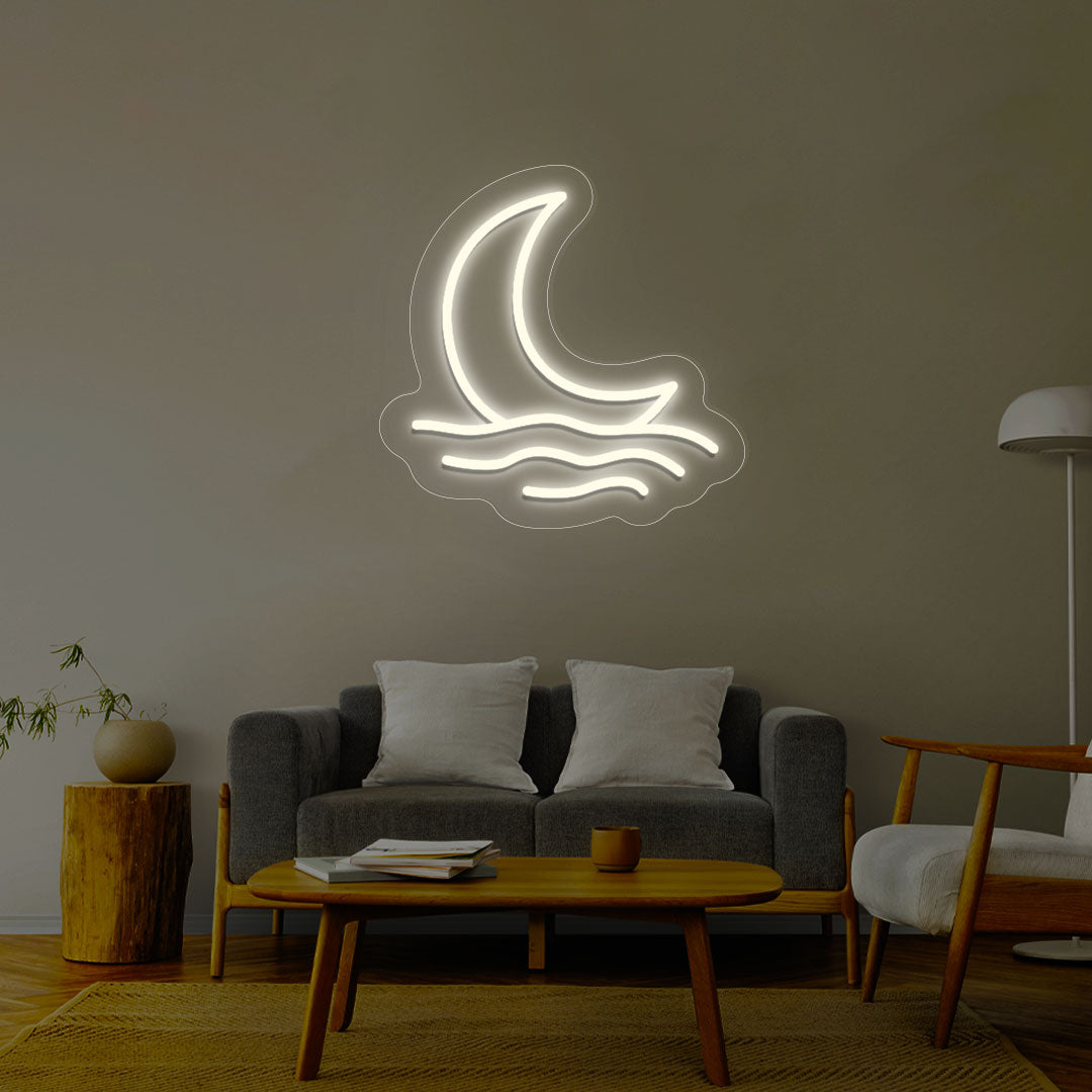 Moon With Waves Neon Sign | CNUS013170 | Warmwhite