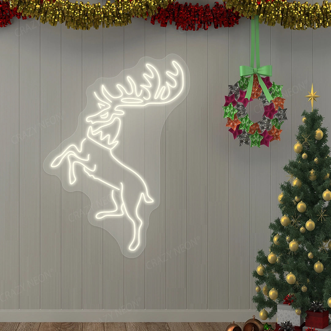 Christmas Reindeer Neon Sign | Warm White