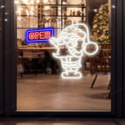 Open Santa Neon Sign | White