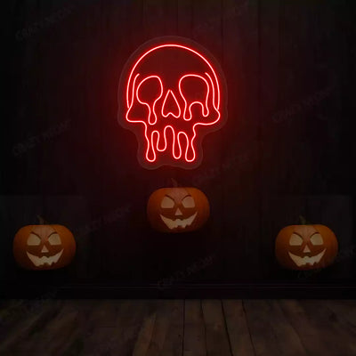 Melting Skull Neon Sign | Red