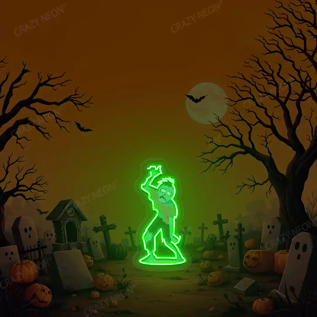 Graveyard Zombie Neon Artwork | Green