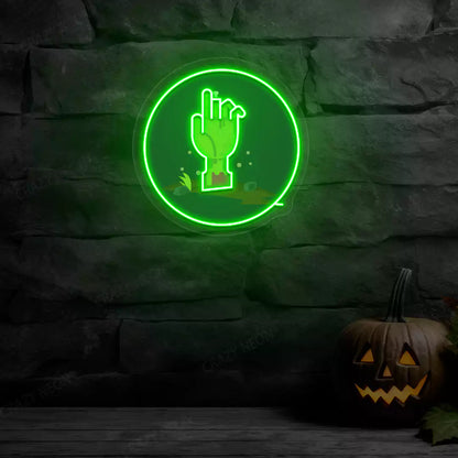 Zombie Hand Neon Artwork | Green