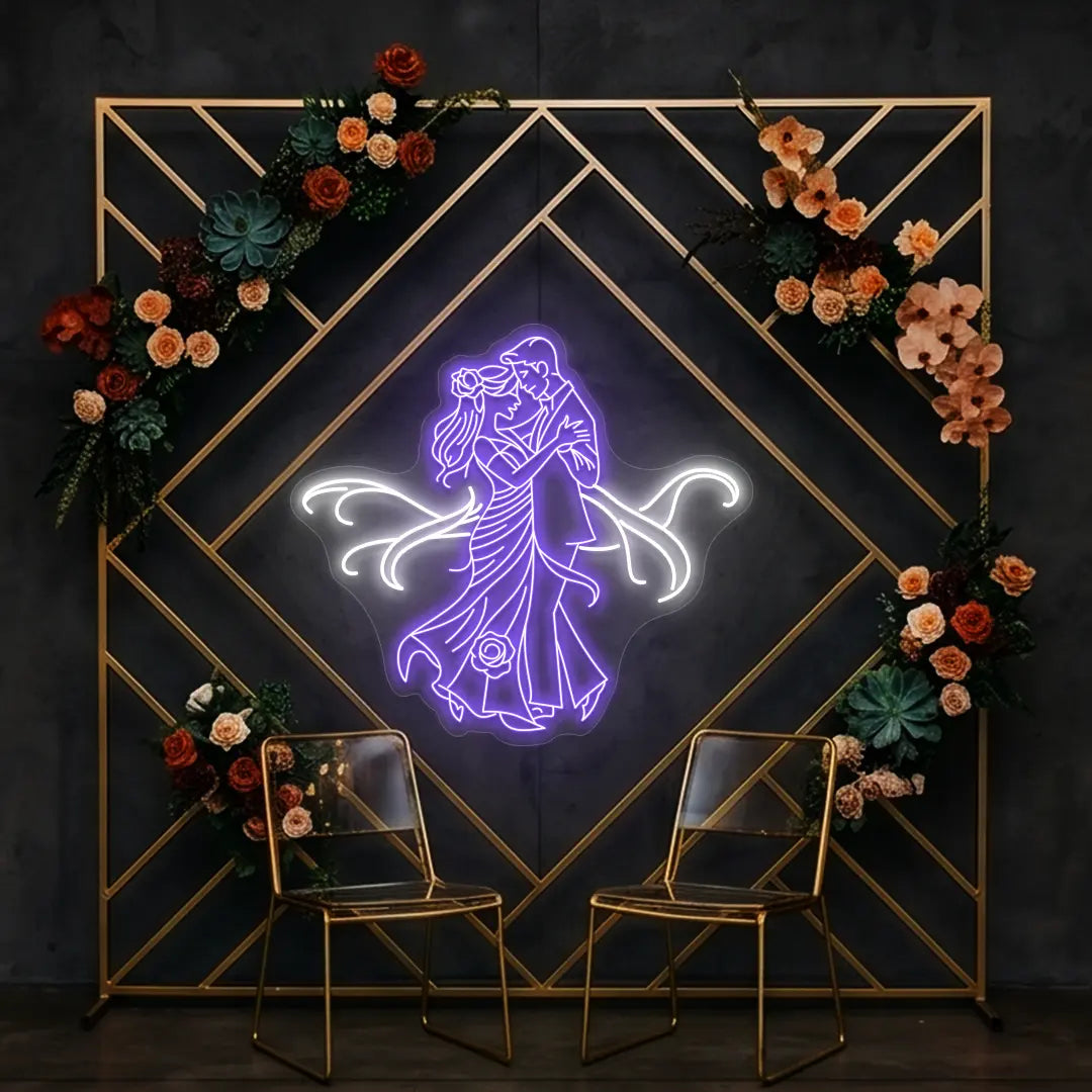 First Dance Wedding Neon Sign in Purple color