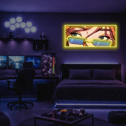 Lo-Fi Gaze Neon Artwork in yellow color 