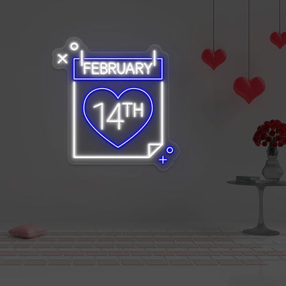 14 February Calendar Neon Sign