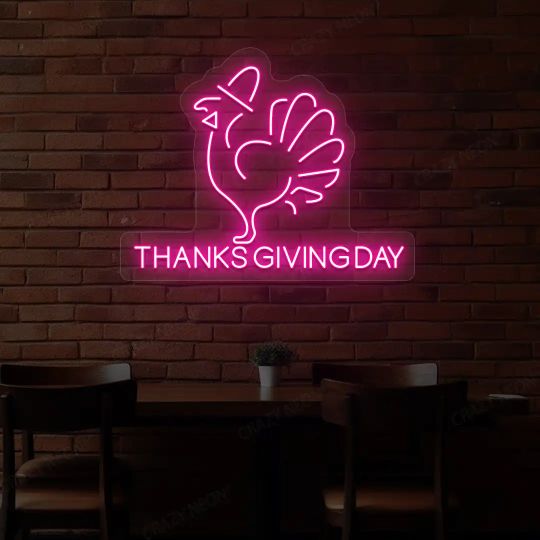 Thanksgiving day turkey neon Sign in pink