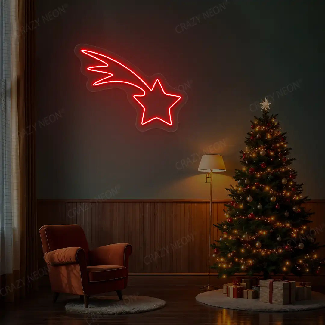 Shooting Star Neon Sign | Red