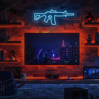 M416 Gaming Gun Neon Sign in iceblue color