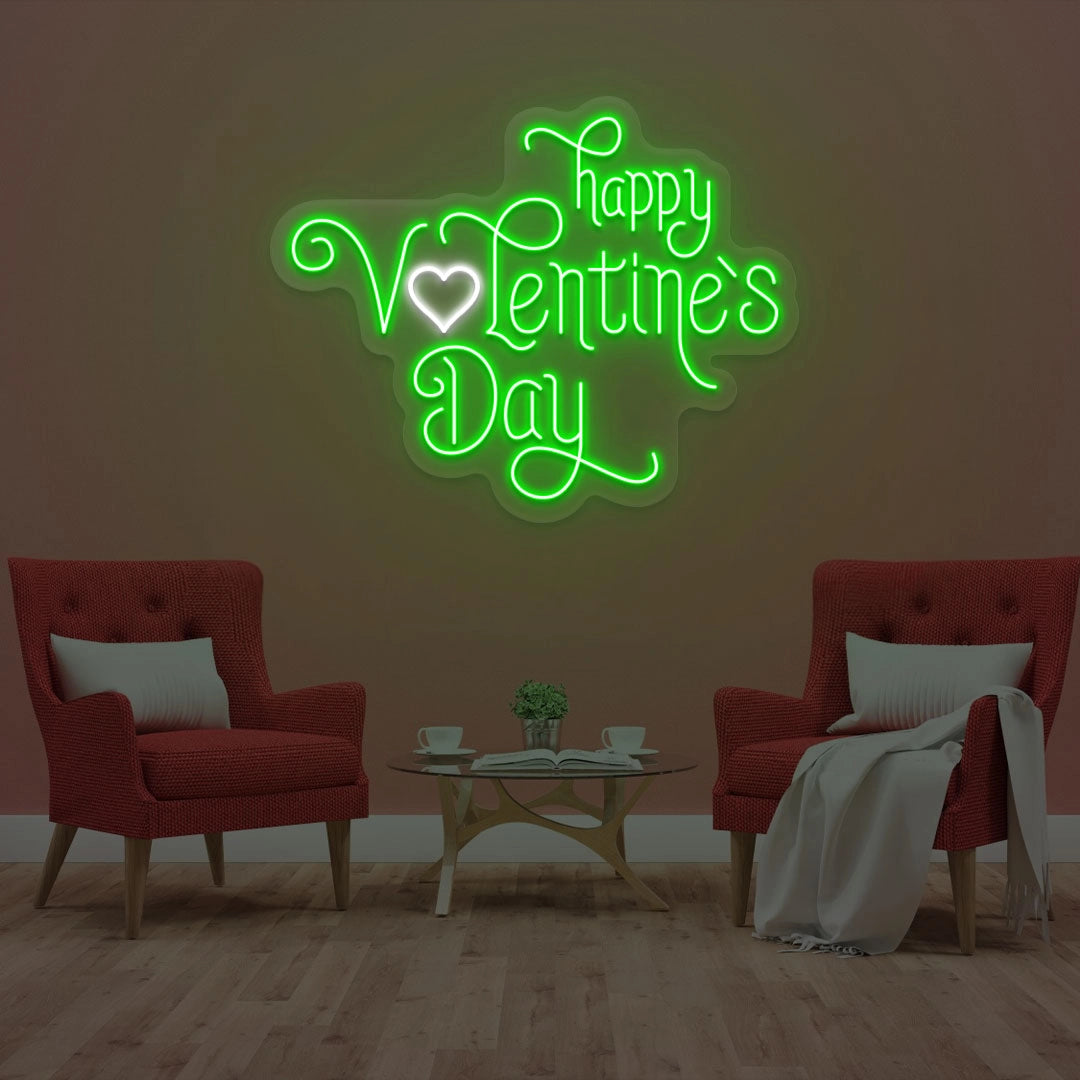 Happy valentine Day Heart Neon Sign | Green 