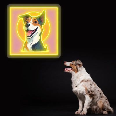 Happy Aussie Halo Neon Artwork in Yellow LED