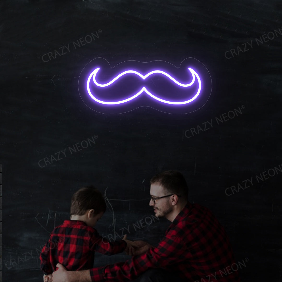 Moustache Neon Sign | Purple