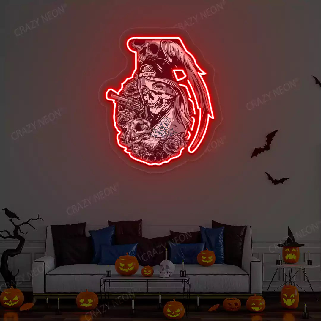 Deadly Diva Grenade Neon Artwork | Red