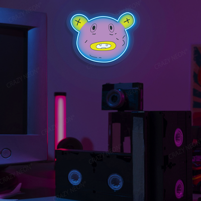 Drip Bear Neon Artwork | Iceblue