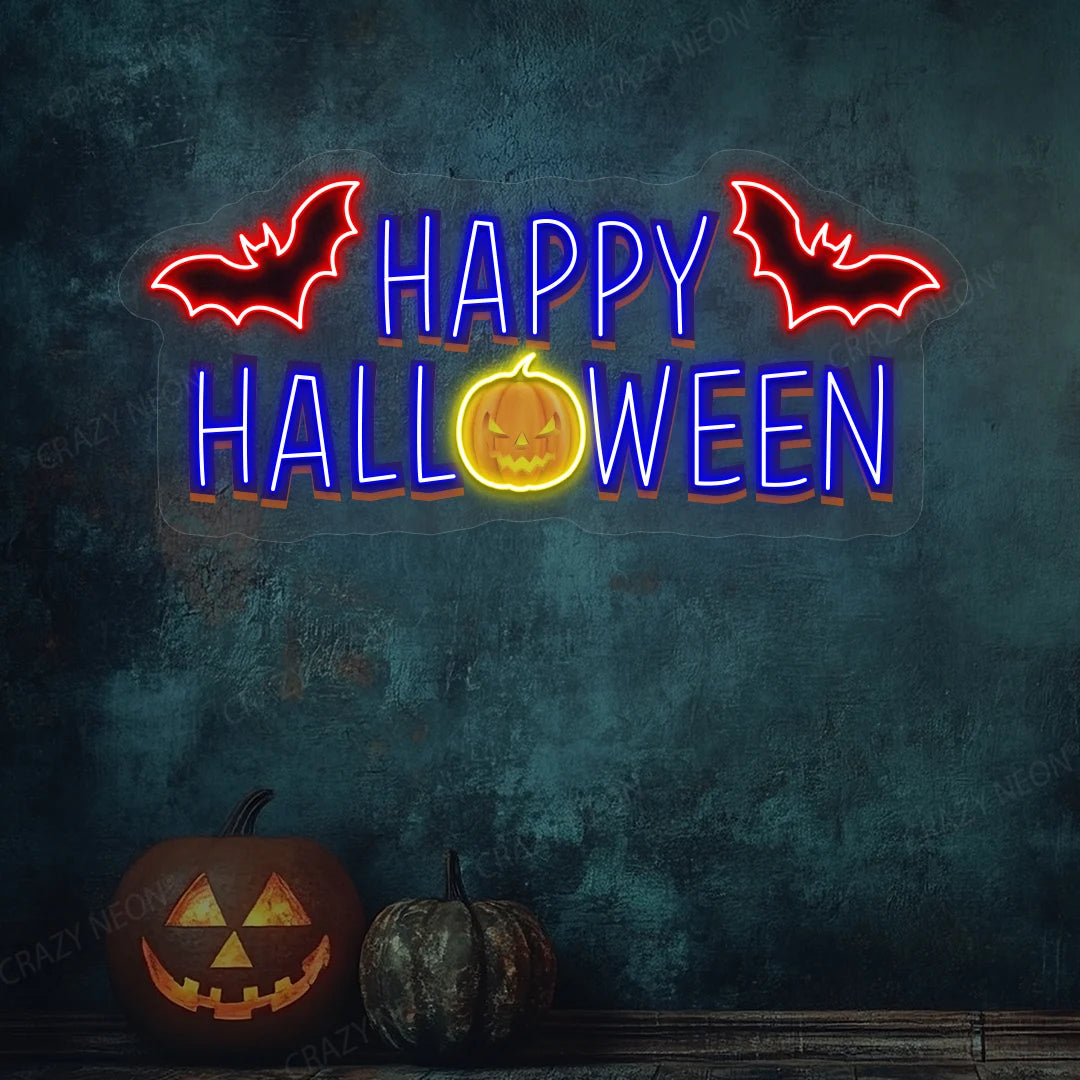 Happy Halloween Neon Artwork | Blue