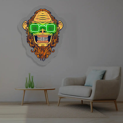 Funky Chimp Neon Artwork in Green color