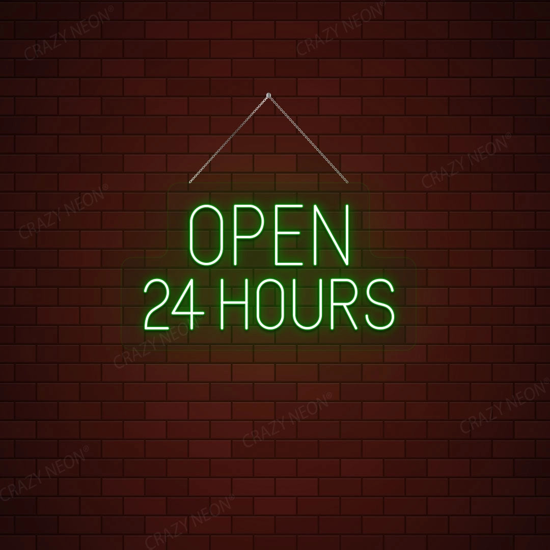 Open 24 Hours Sign | Green