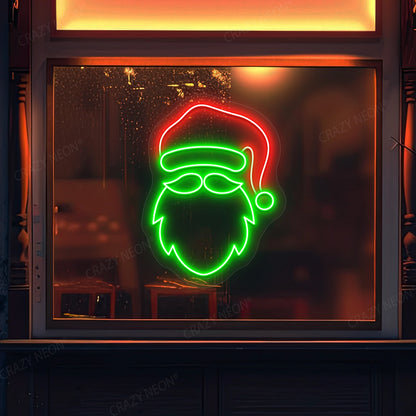 Santa Face Neon Sign | Green 