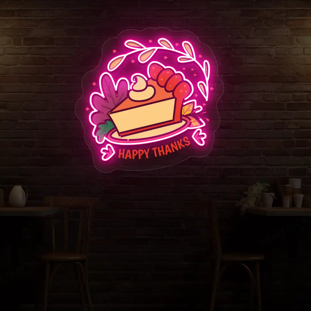Whipped pumpkin pie happy thanks neon sign in pink