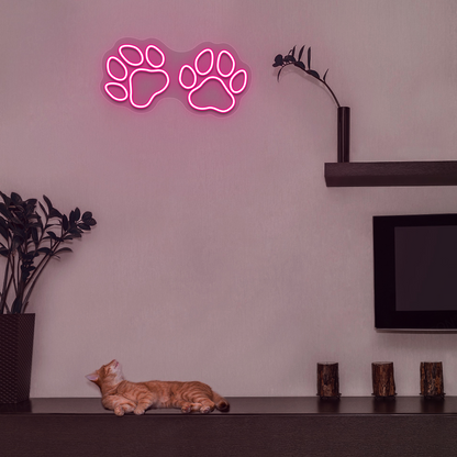 Paw Print Glow Neon Sign | Pink