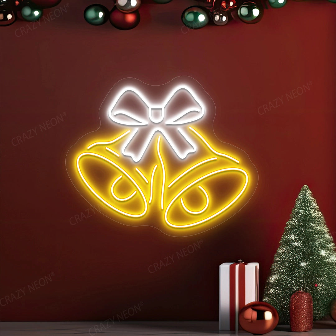 Christmas bell bow neon sign