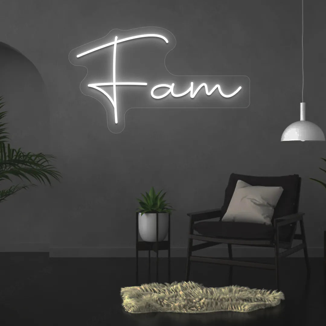 Fam Neon Sign | White