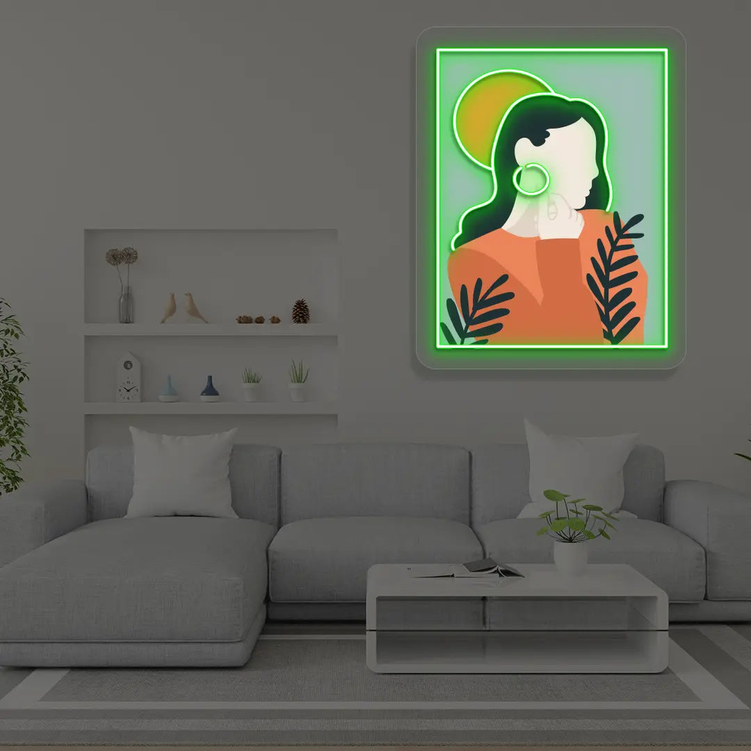 Calm Aura Abstract Neon Artwork Sign in Green color