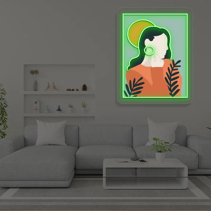 Calm Aura Abstract Neon Artwork Sign in Green color