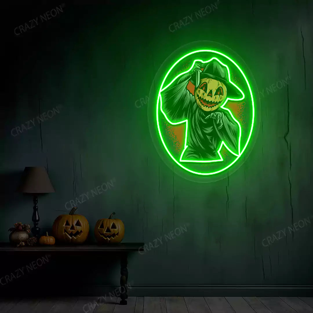 Pumpkin Reaper Neon Artwork | Green