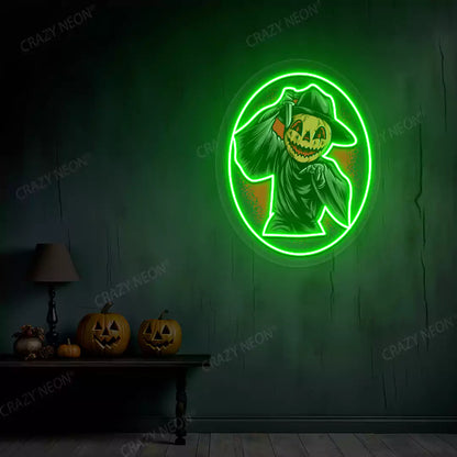 Pumpkin Reaper Neon Artwork | Green