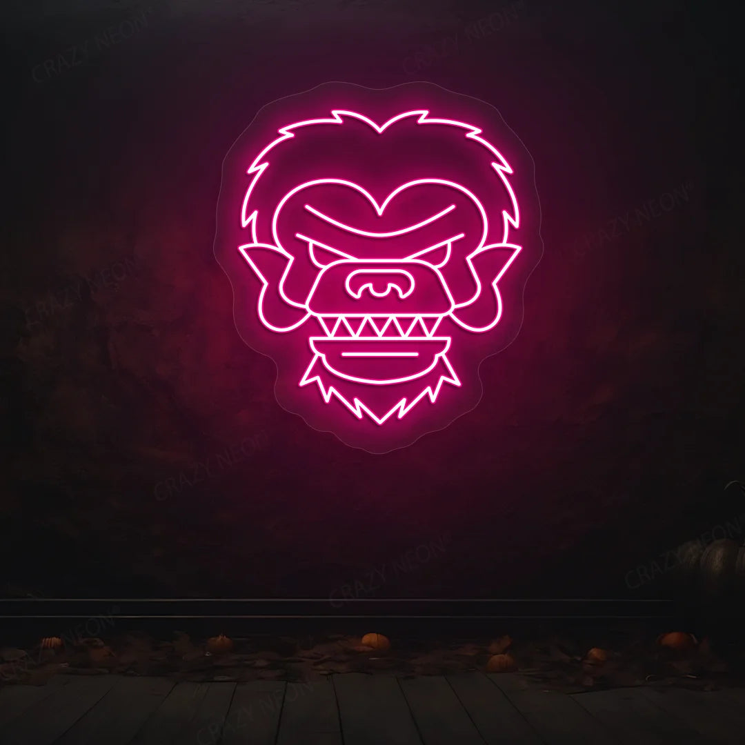 Werewolf Face Neon Sign | Pink