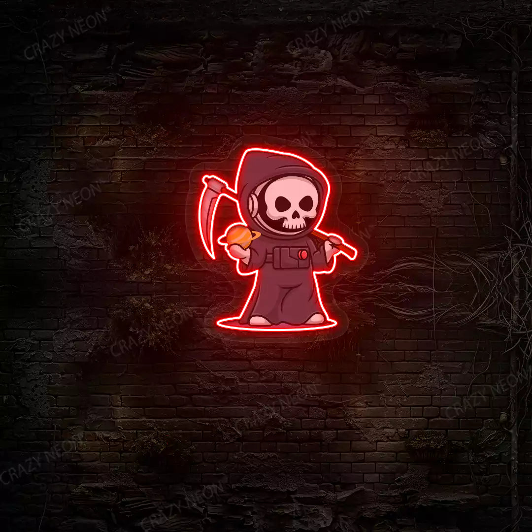 Astronaut Grim Reaper Neon Artwork | Red